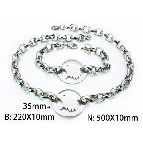 Wholesale Stainless Steel 316L Necklace & Bracelet Set NO.#BC61S0302HKW
