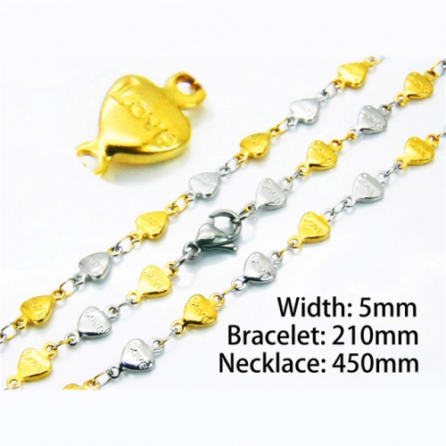 Wholesale Stainless Steel 316L Necklace & Bracelet Set NO.#BC39S0655MLR