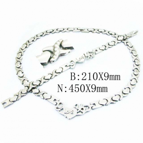 Wholesale Stainless Steel 316L Necklace & Bracelet Set NO.#BC63S1004K2B