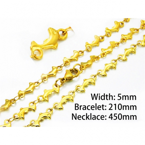 Wholesale Stainless Steel 316L Necklace & Bracelet Set NO.#BC39S0647MLV