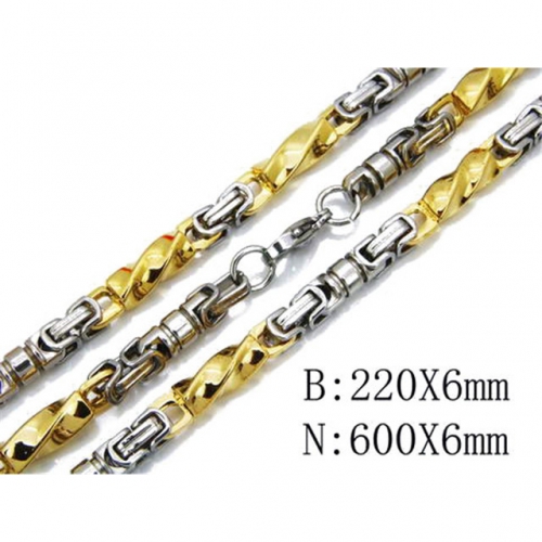 Wholesale Stainless Steel 316L Two-Tone Necklace & Bracelet Set NO.#BC55S0211I20