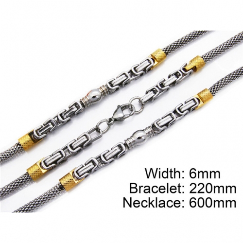 Wholesale Stainless Steel 316L Two-Tone Necklace & Bracelet Set NO.#BC55S0022I30