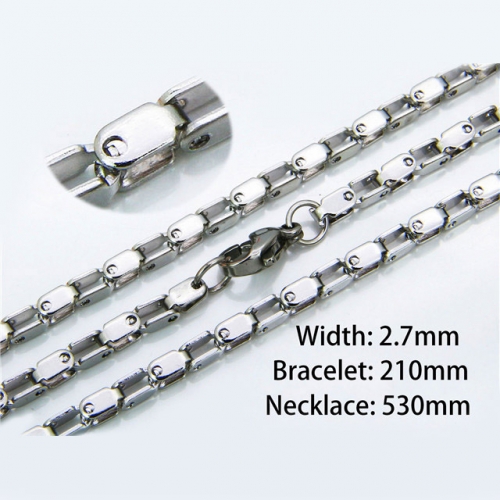 Wholesale Stainless Steel 316L Necklace & Bracelet Set NO.#BC40S0056L5