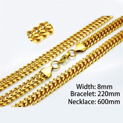 Wholesale Stainless Steel 316L 18K-Gold Jewelry Sets NO.#BC40S0198HPL