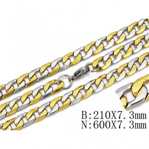 Wholesale Stainless Steel 316L Two-Tone Necklace & Bracelet Set NO.#BC40S0049H70