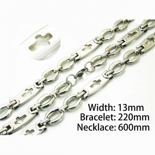 Wholesale Stainless Steel 316L Necklace & Bracelet Set NO.#BC55S0555HNF