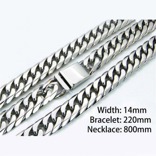 Wholesale Stainless Steel 316L Necklace & Bracelet Set NO.#BC82S0007LNZ