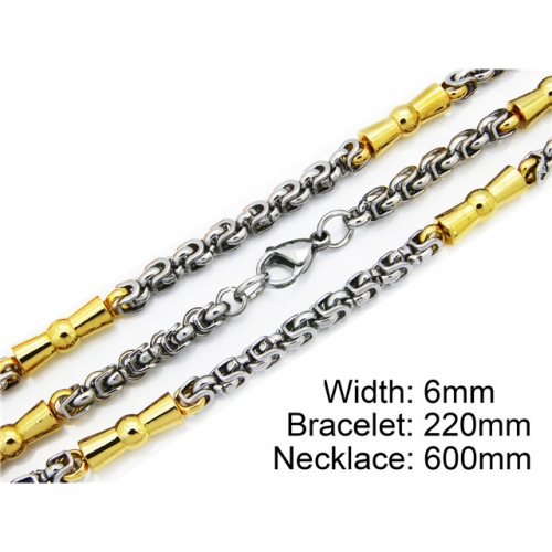 Wholesale Stainless Steel 316L Two-Tone Necklace & Bracelet Set NO.#BC55S0085I30
