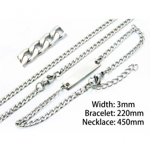 Wholesale Stainless Steel 316L Necklace & Bracelet Set NO.#BC70S0066LZ