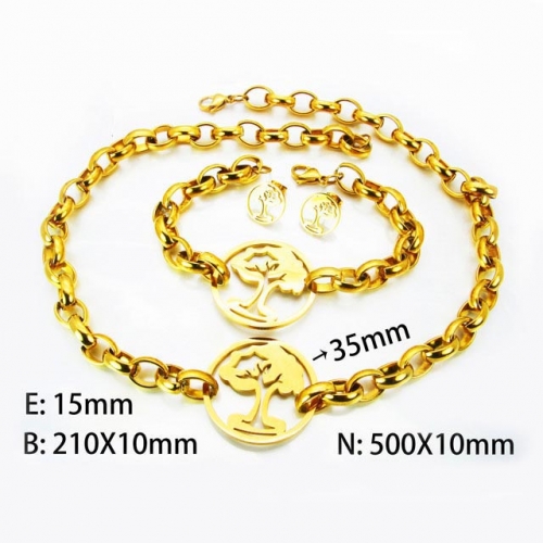 Wholesale Stainless Steel 316L 18K-Gold Jewelry Sets NO.#BC61S0308IKR