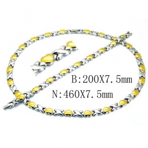 Wholesale Stainless Steel 316L Necklace & Bracelet Set NO.#BC63S0414JOR