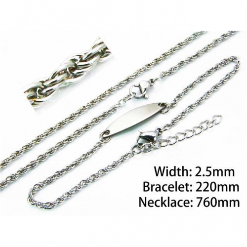 Wholesale Stainless Steel 316L Necklace & Bracelet Set NO.#BC70S0056ML