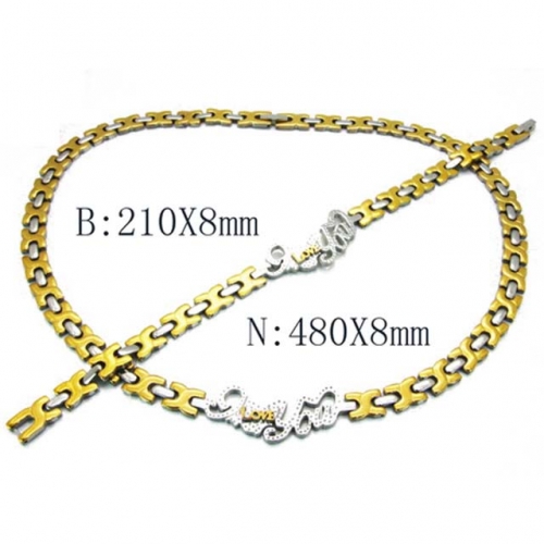 Wholesale Stainless Steel 316L Necklace & Bracelet Set NO.#BC63S0402KOV