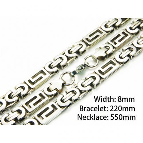 Wholesale Stainless Steel 316L Necklace & Bracelet Set NO.#BC08S0273IIB