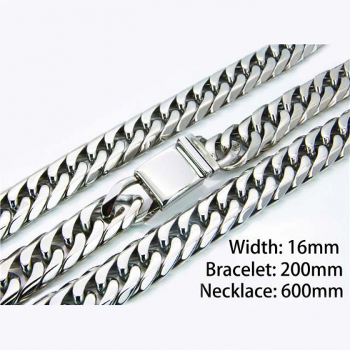 Wholesale Stainless Steel 316L Necklace & Bracelet Set NO.#BC82S0034NHZ