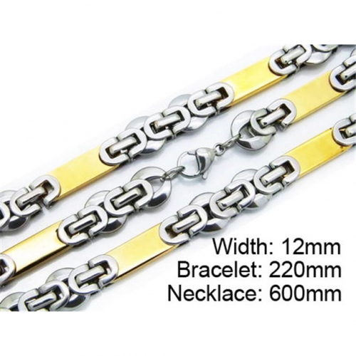 Wholesale Stainless Steel 316L Two-Tone Necklace & Bracelet Set NO.#BC55S0150I20
