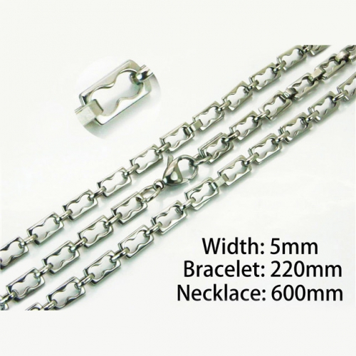 Wholesale Stainless Steel 316L Necklace & Bracelet Set NO.#BC55S0567HMD