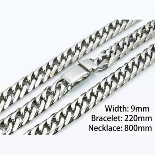 Wholesale Stainless Steel 316L Necklace & Bracelet Set NO.#BC82S0024JMZ