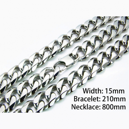 Wholesale Stainless Steel 316L Necklace & Bracelet Set NO.#BC82S0048KNX