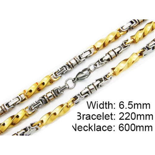 Wholesale Stainless Steel 316L Two-Tone Necklace & Bracelet Set NO.#BC55S0089I50
