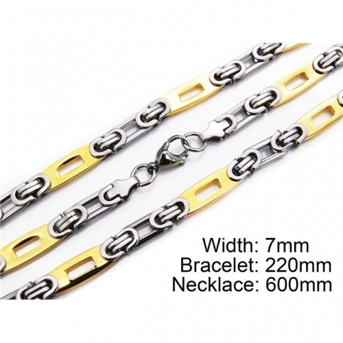 Wholesale Stainless Steel 316L Two-Tone Necklace & Bracelet Set NO.#BC55S0003I10
