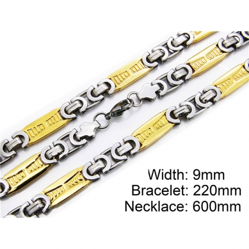 Wholesale Stainless Steel 316L Two-Tone Necklace & Bracelet Set NO.#BC55S0011I20