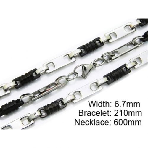Wholesale Stainless Steel 316L Necklace & Bracelet Set NO.#BC55S0112I20