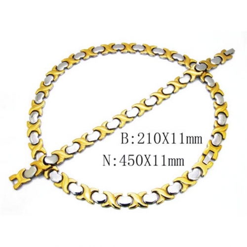 Wholesale Stainless Steel 316L Necklace & Bracelet Set NO.#BC63S0081J80