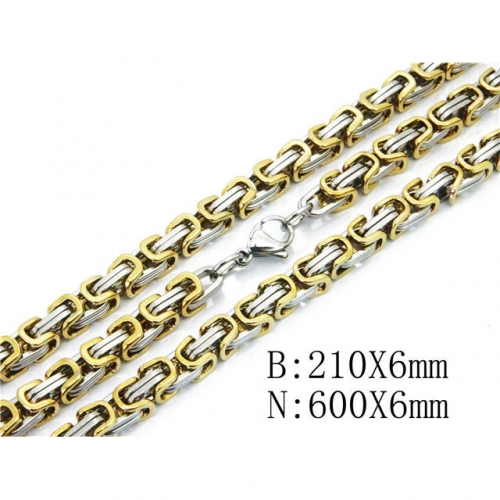 Wholesale Stainless Steel 316L Two-Tone Necklace & Bracelet Set NO.#BC40S0304IKL