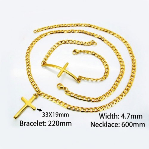 Wholesale Stainless Steel 316L 18K-Gold Jewelry Sets NO.#BC40S0195HHG