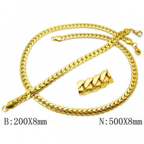 Wholesale Stainless Steel 316L 18K-Gold Jewelry Sets NO.#BC70S0043HKZ