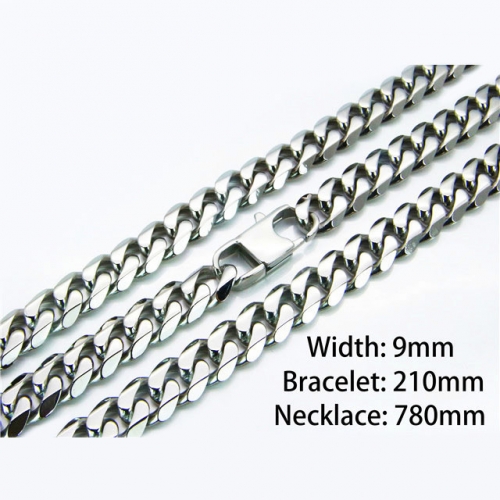 Wholesale Stainless Steel 316L Necklace & Bracelet Set NO.#BC82S0042JAA
