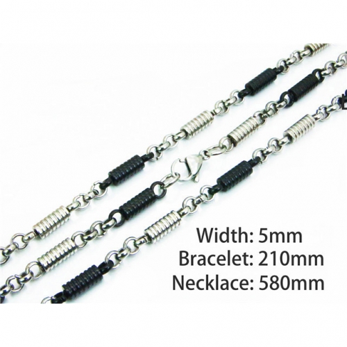 Wholesale Stainless Steel 316L Necklace & Bracelet Set NO.#BC55S0583IIT
