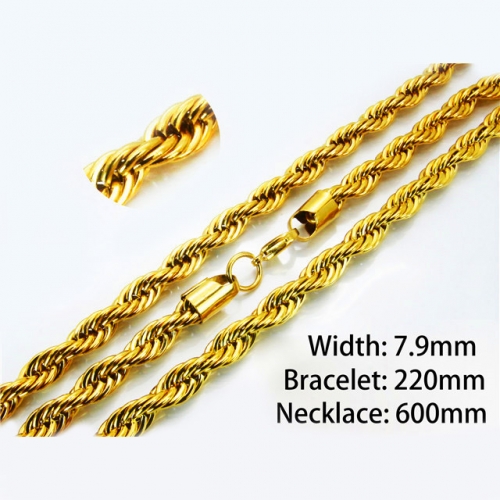 Wholesale Stainless Steel 316L 18K-Gold Jewelry Sets NO.#BC40S0196IPT