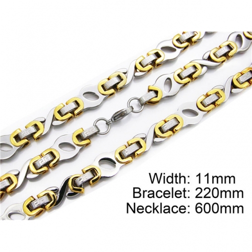 Wholesale Stainless Steel 316L Two-Tone Necklace & Bracelet Set NO.#BC55S0016I30