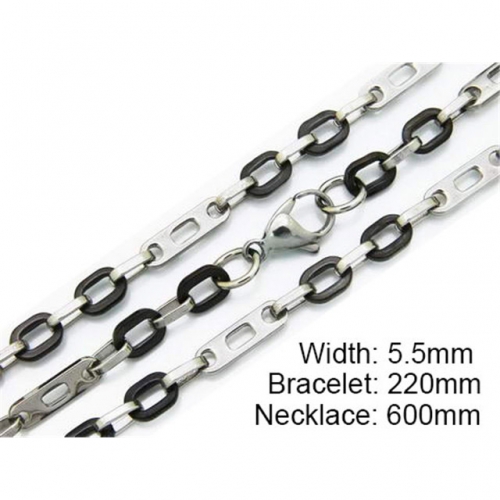 Wholesale Stainless Steel 316L Necklace & Bracelet Set NO.#BC55S0107I00