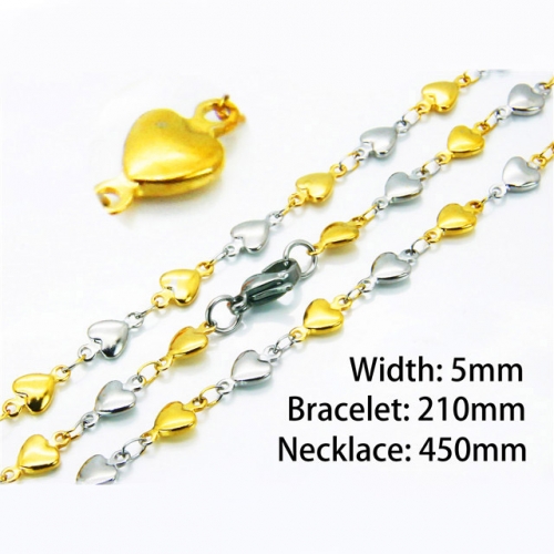 Wholesale Stainless Steel 316L Necklace & Bracelet Set NO.#BC39S0656MLR