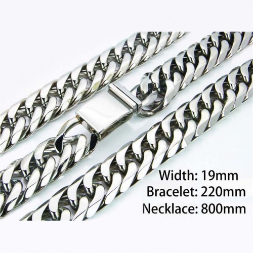 Wholesale Stainless Steel 316L Necklace & Bracelet Set NO.#BC82S0002PNZ