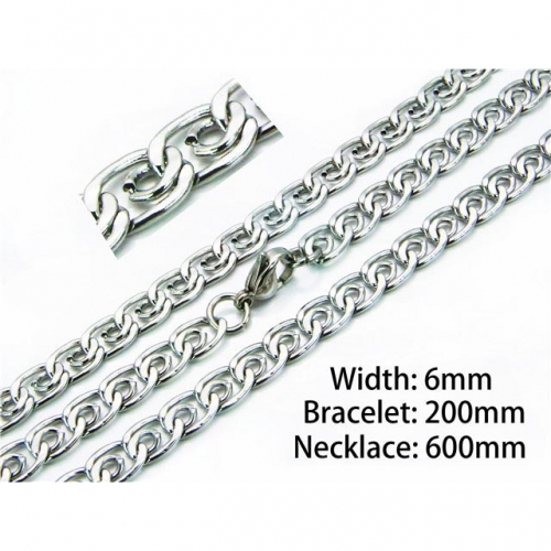 Wholesale Stainless Steel 316L Necklace & Bracelet Set NO.#BC61S0318ML