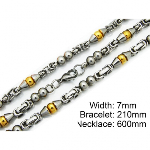 Wholesale Stainless Steel 316L Two-Tone Necklace & Bracelet Set NO.#BC55S0072I50