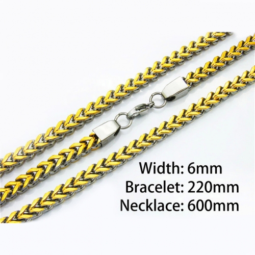 Wholesale Stainless Steel 316L Two-Tone Necklace & Bracelet Set NO.#BC40S0018J90