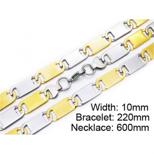 Wholesale Stainless Steel 316L Two-Tone Necklace & Bracelet Set NO.#BC55S0173H80