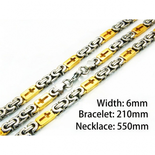 Wholesale Stainless Steel 316L Two-Tone Necklace & Bracelet Set NO.#BC08S0111IMT