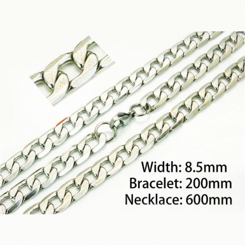 Wholesale Stainless Steel 316L Necklace & Bracelet Set NO.#BC61S0435PE