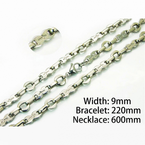 Wholesale Stainless Steel 316L Necklace & Bracelet Set NO.#BC55S0565HMT