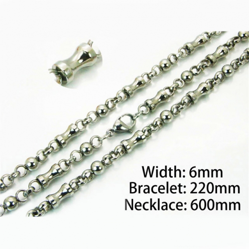 Wholesale Stainless Steel 316L Necklace & Bracelet Set NO.#BC55S0562HNE