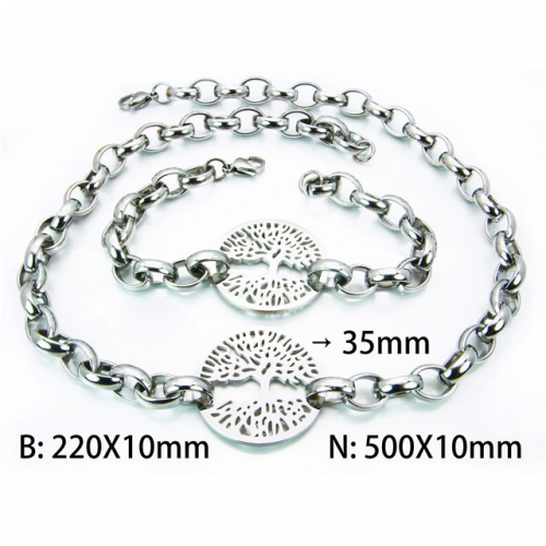 Wholesale Stainless Steel 316L Necklace & Bracelet Set NO.#BC61S0293HKZ