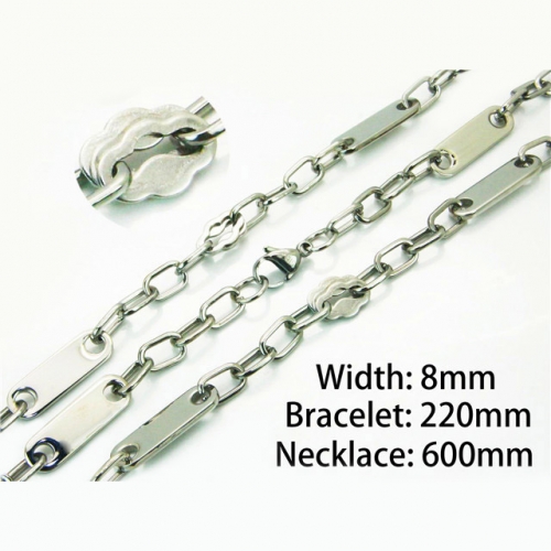 Wholesale Stainless Steel 316L Necklace & Bracelet Set NO.#BC55S0563HNR