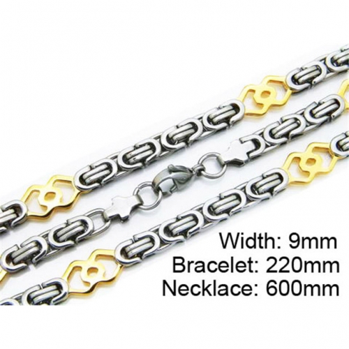 Wholesale Stainless Steel 316L Two-Tone Necklace & Bracelet Set NO.#BC55S0155I20