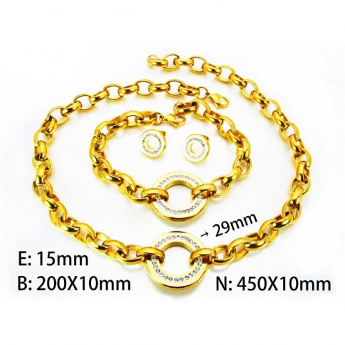 Wholesale Stainless Steel 316L 18K-Gold Jewelry Sets NO.#BC61S0311JIZ